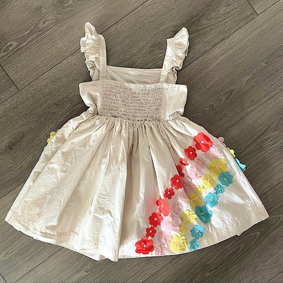 NWT Mini Boden Girl Rainbow Floral Appliqué Tank Dress Size 4-5T - Picture 2 of 6